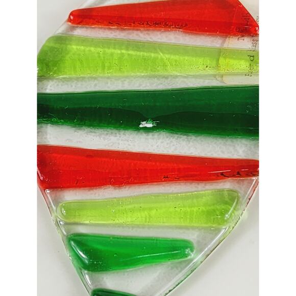 Christmas Flat Fused Glass Ornament 4" Tree Decor Hanging Holidays x5 - Picture 9 of 10